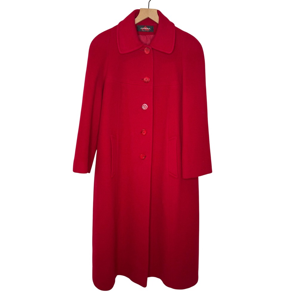 Vintage Red Longline Coat USA Union Made Minimalist Classic Statement Alorna Mod